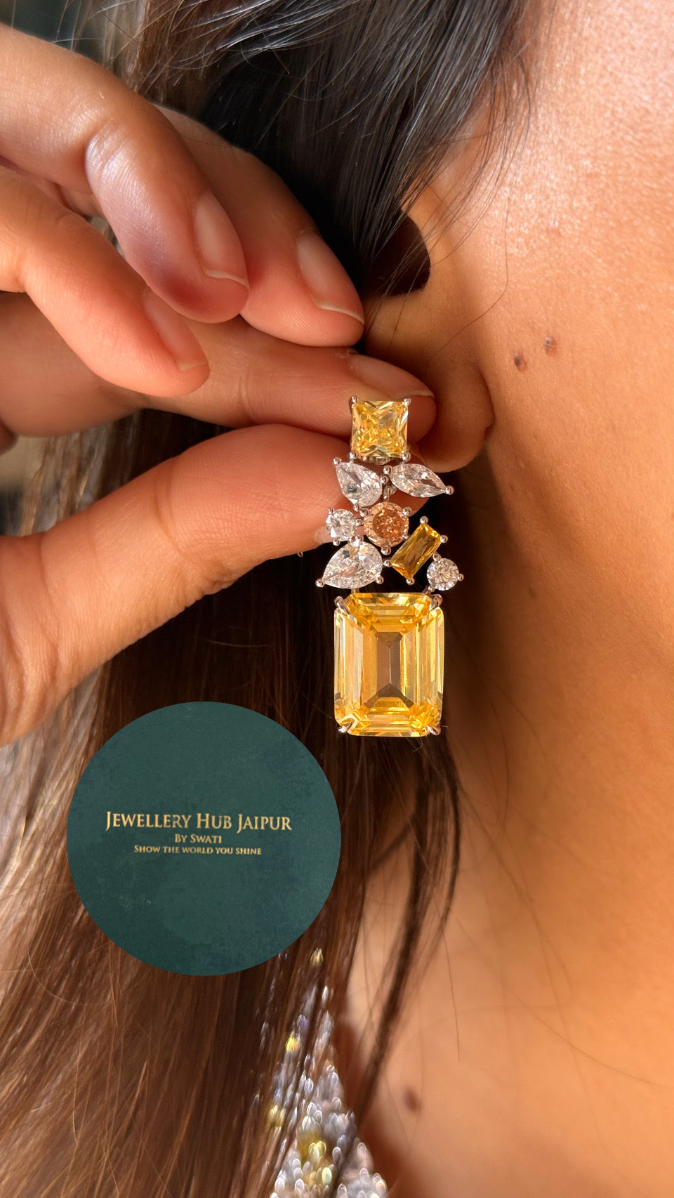 Topaz cz diamond statement necklace