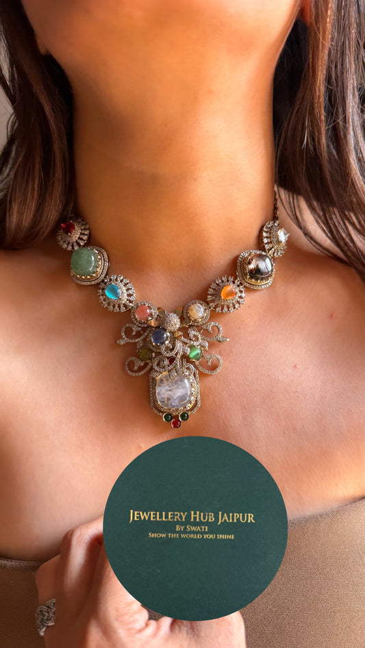 Sabyasachi inspired  designer navratna collar Necklace