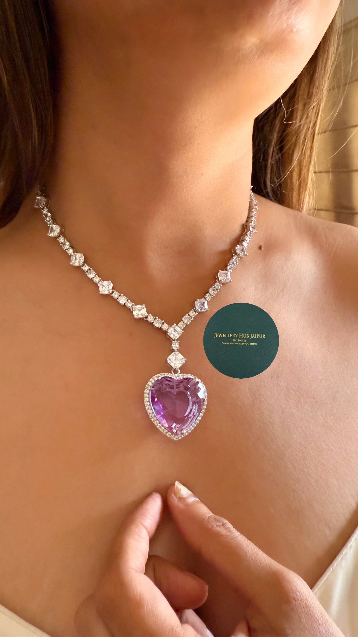 Viona Light Tanzanite heart diamond necklace