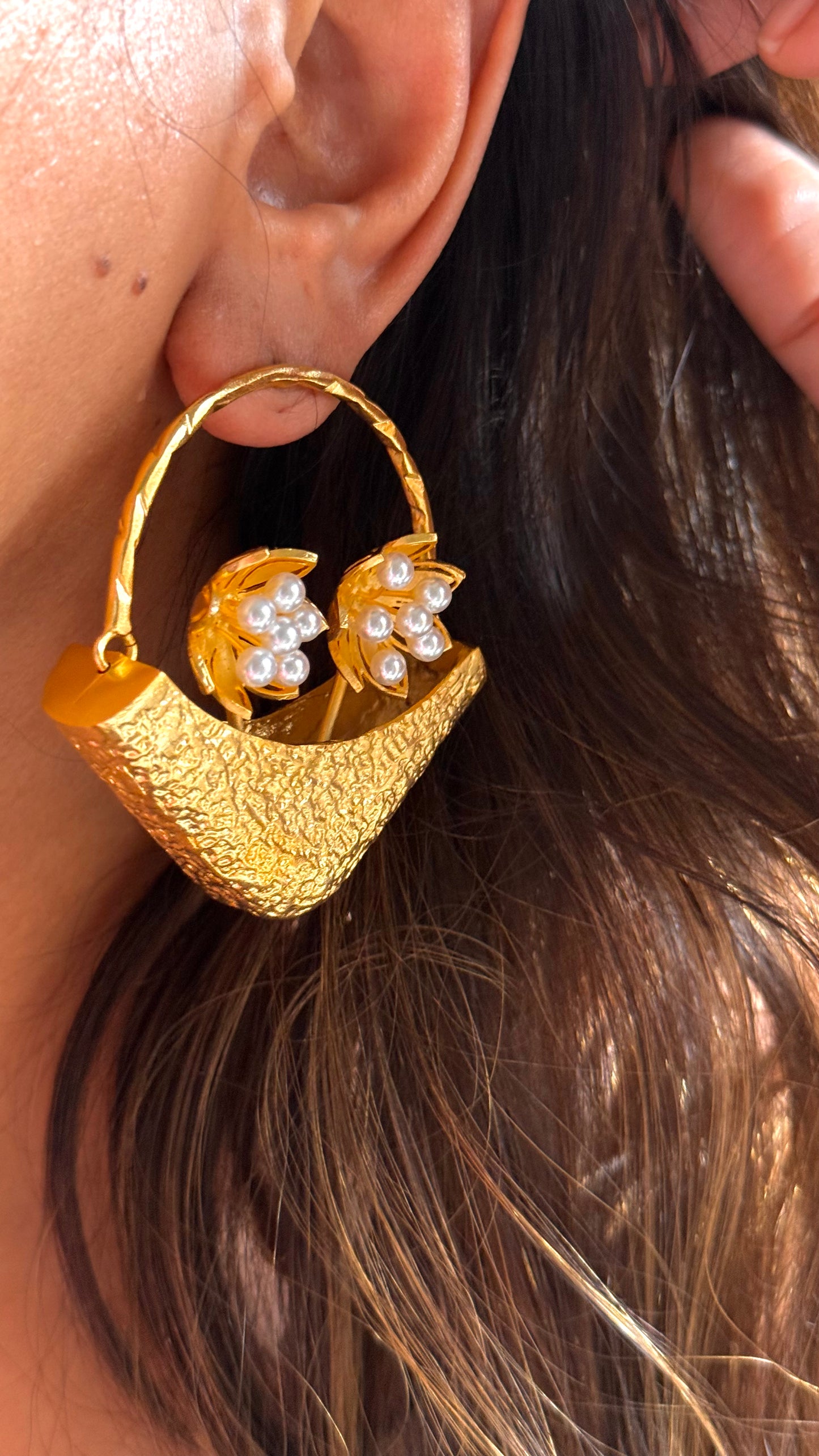 24kt Dubai Gold inspired loops with dual flower bucket