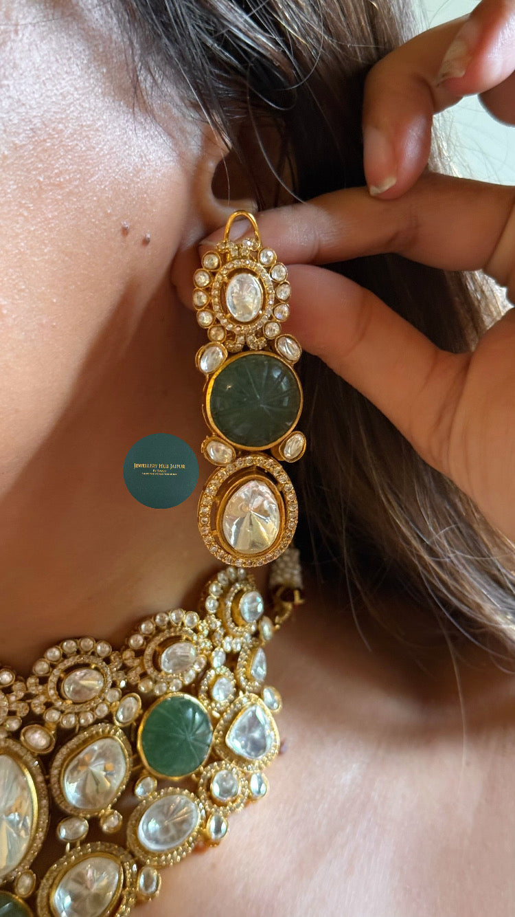 Shades of green polki choker necklace set