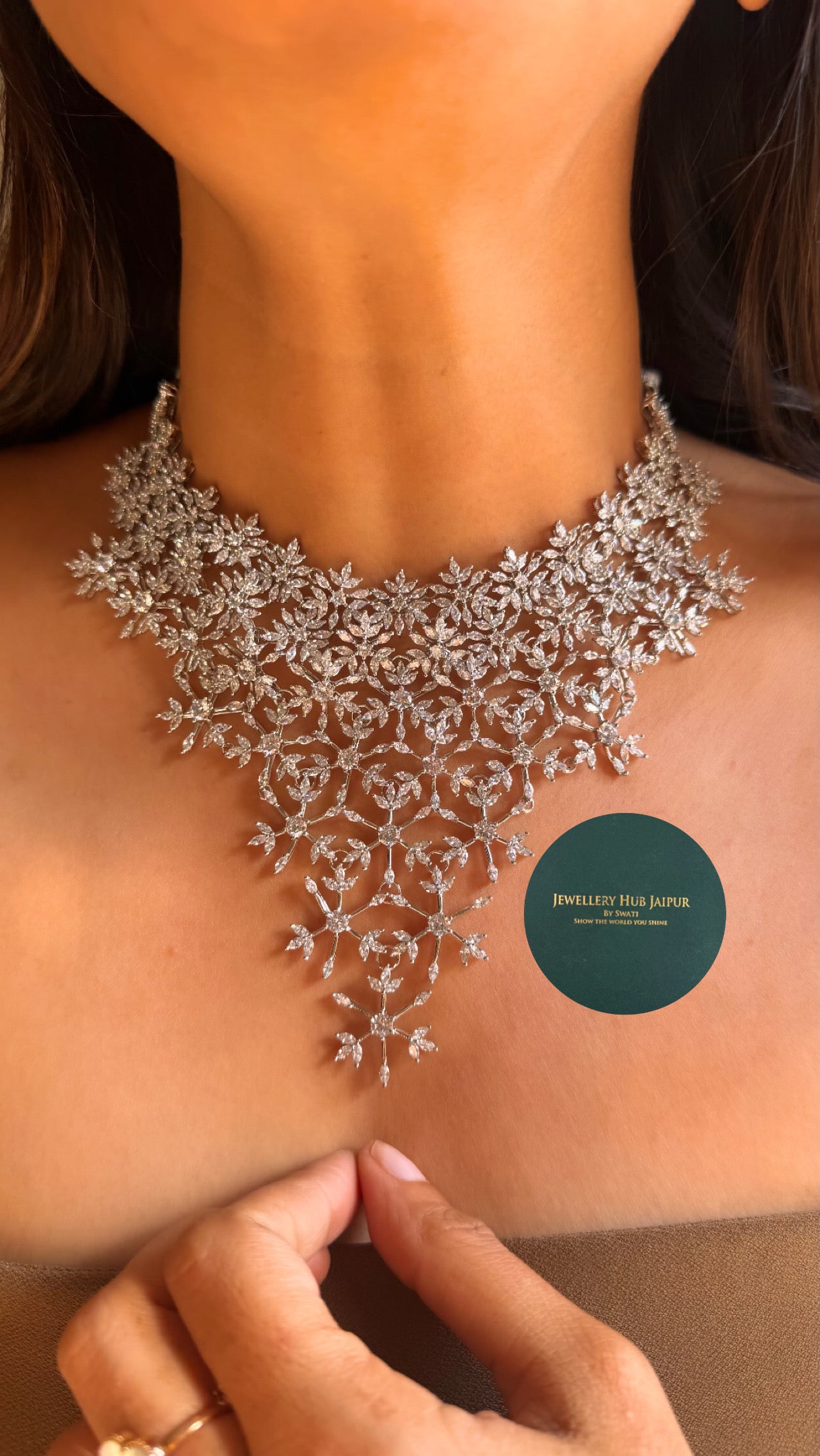 Diamond Designer rhodium Sparkle necklace