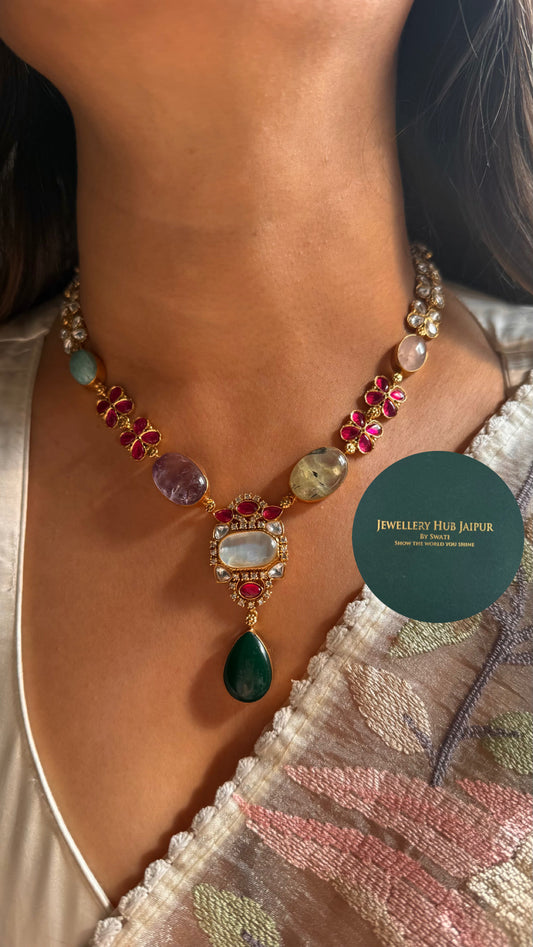 Mother of pearl mix stone Amrapali Necklace