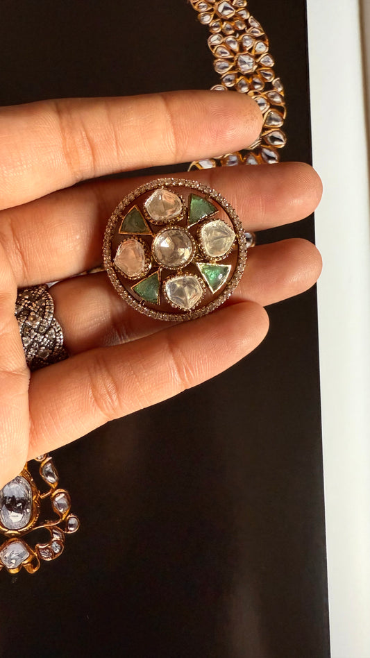 Mint Moissanite adjustable ring