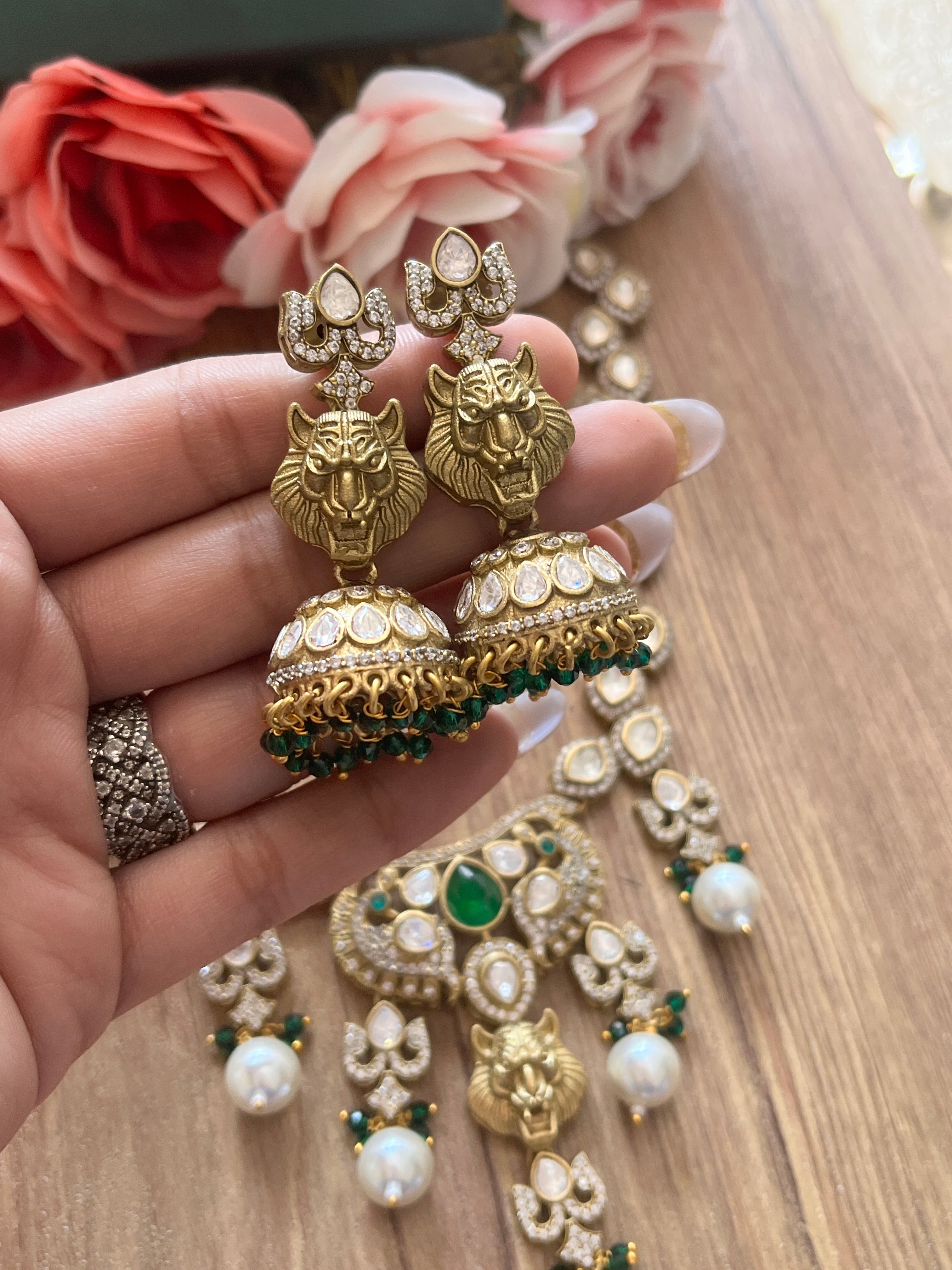 Sabyasachi leopard Emerald Necklace