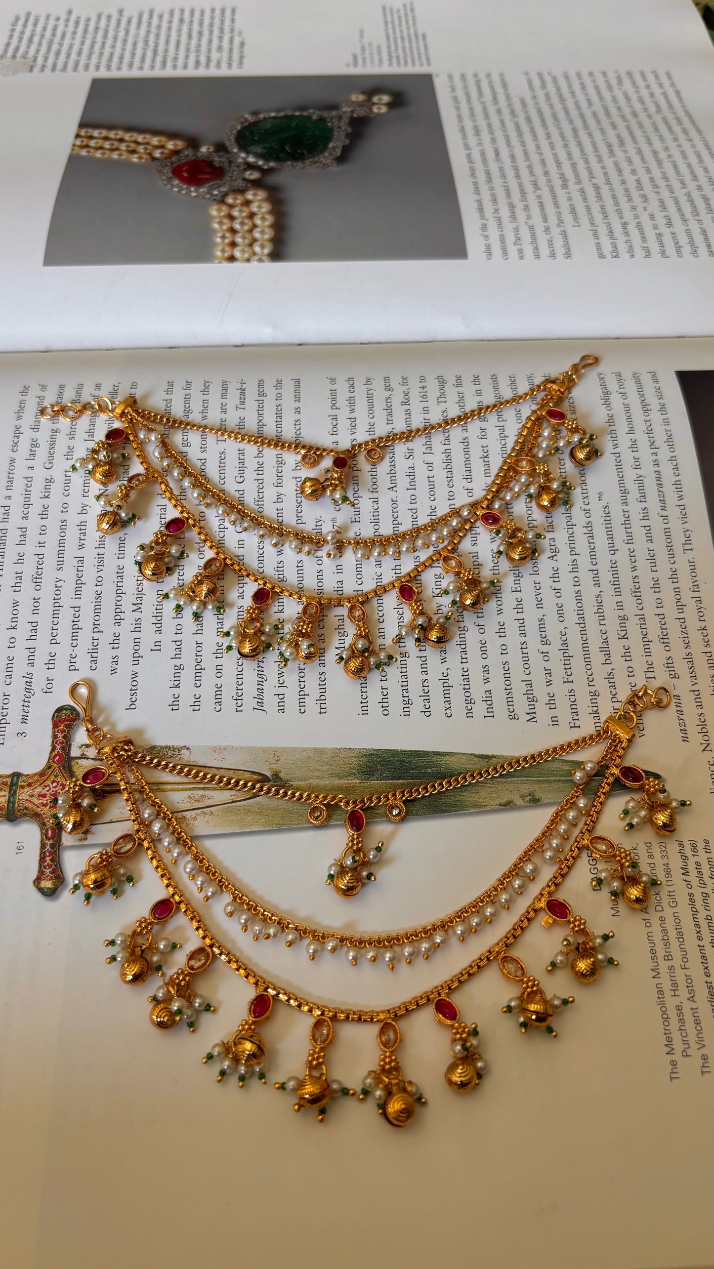 Three layer ruby with gold drops Kaan chain