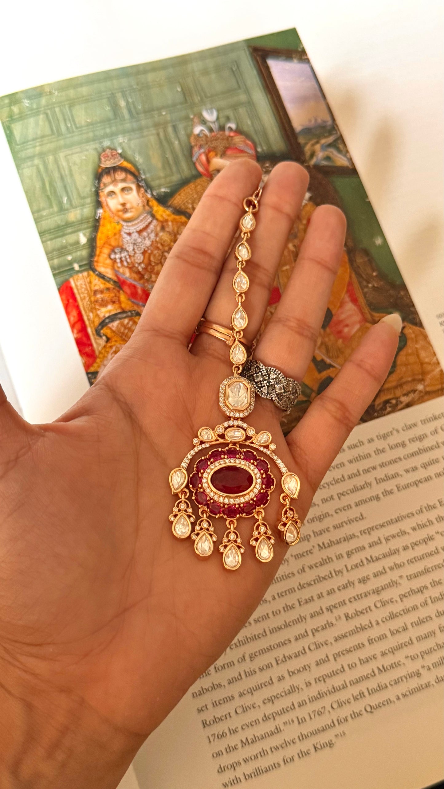 Ruby doublet moissanite maangtika