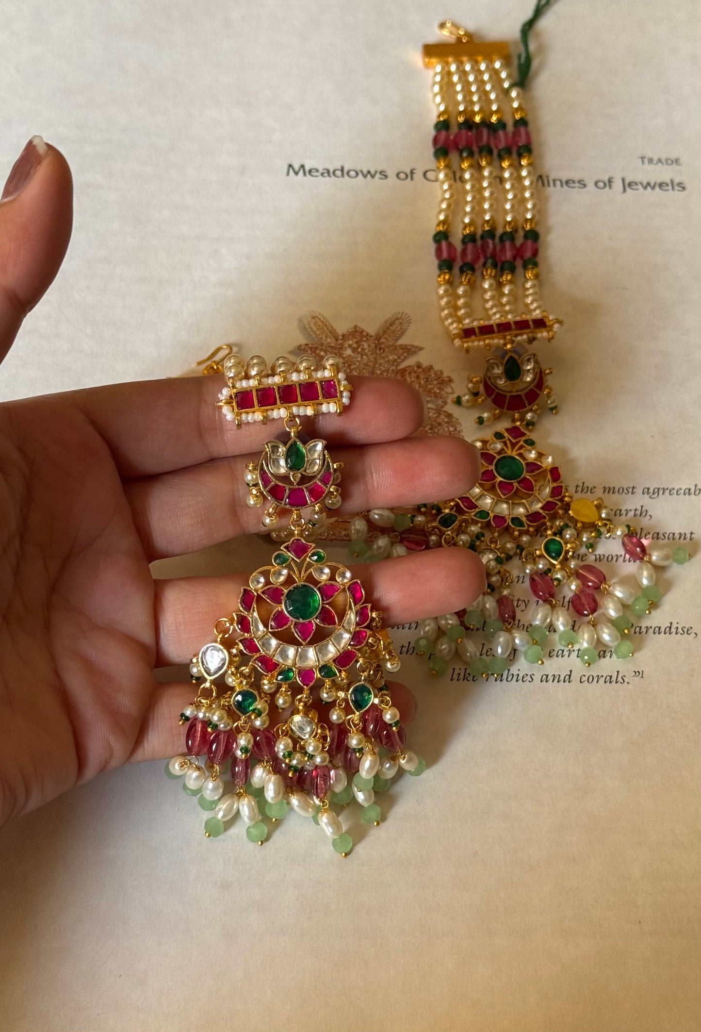 Handmand pachi kundan mughal heritage Earrings