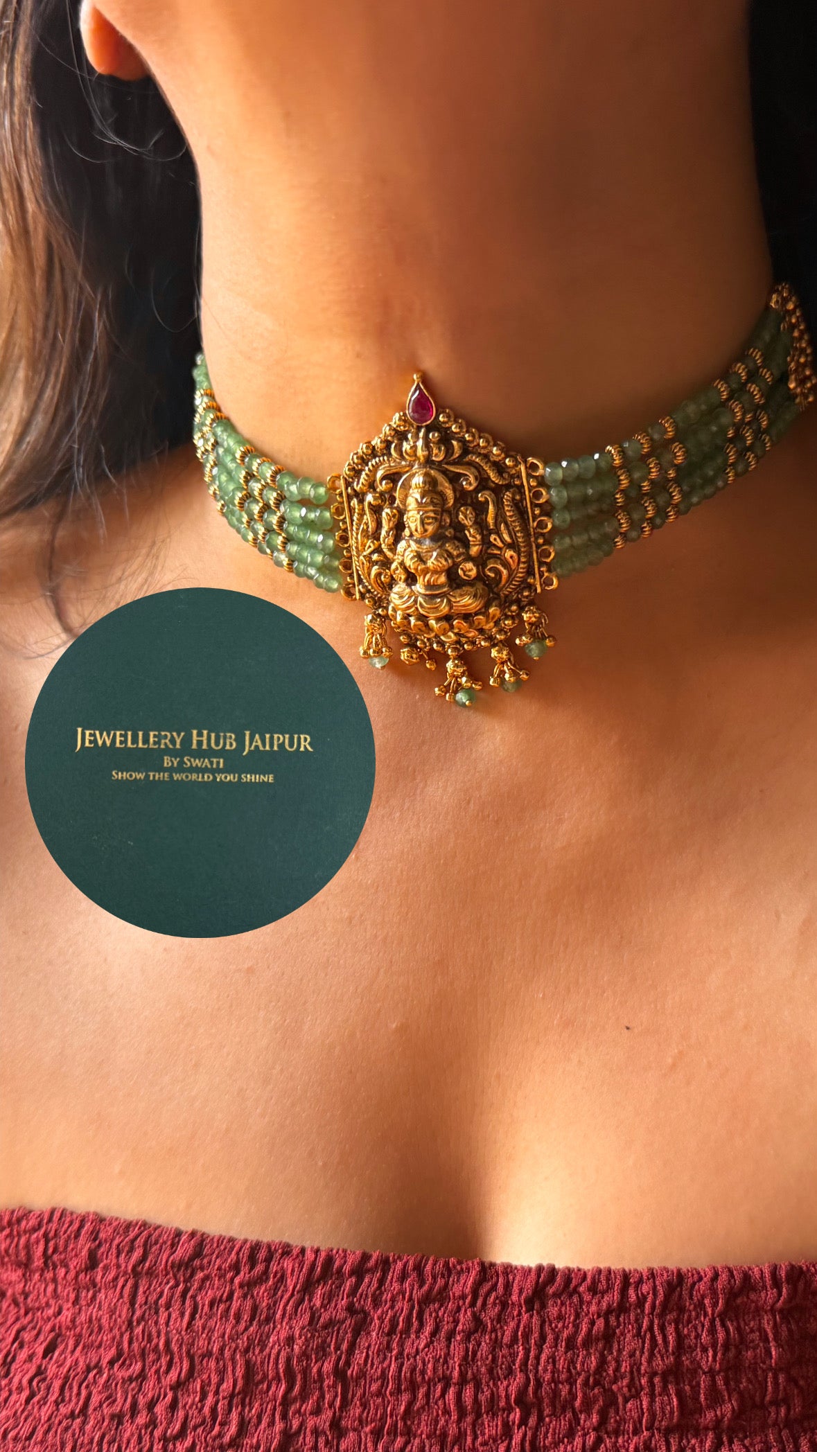 Goddess laxmi minimal mint choker set