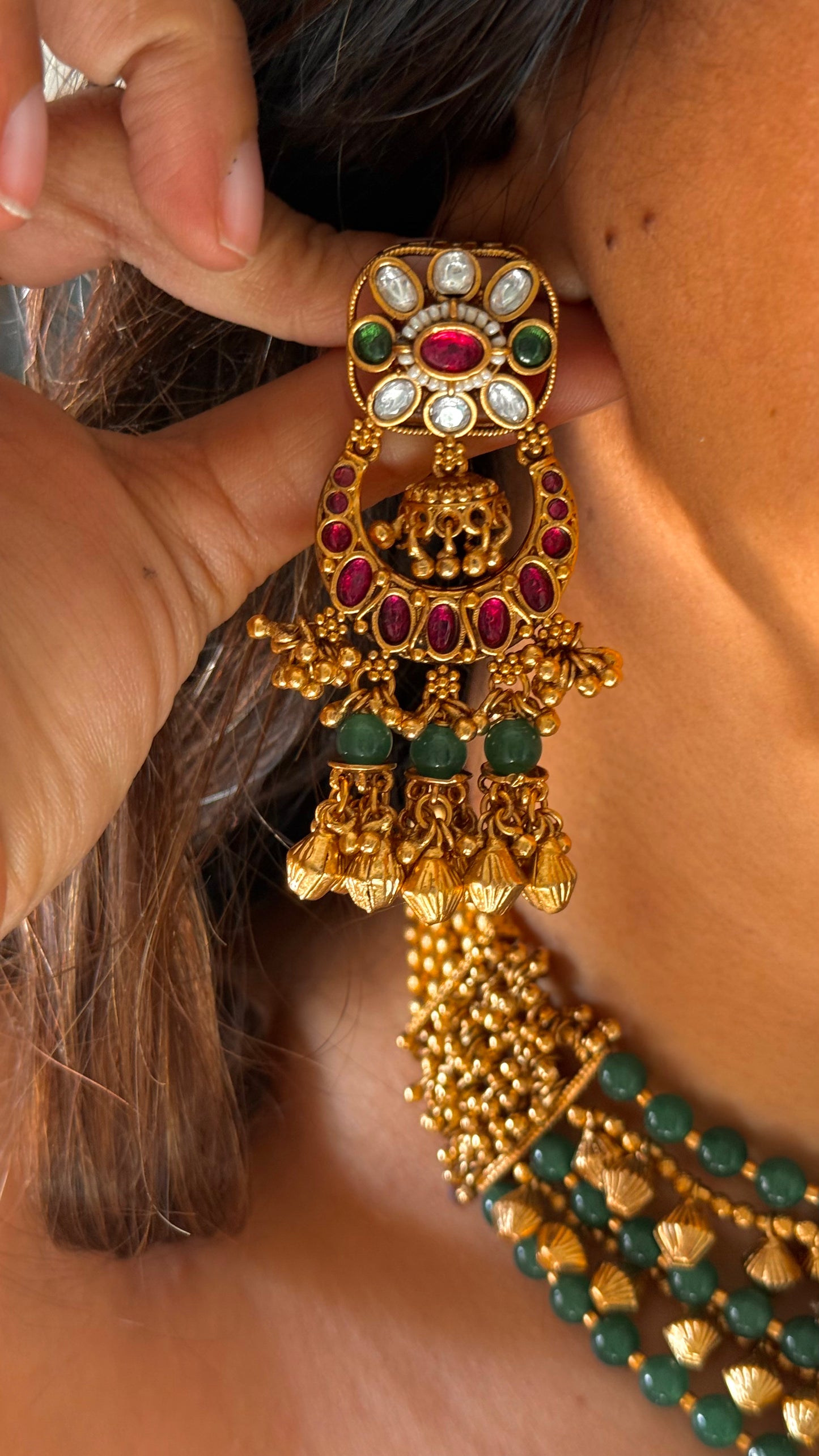 Ruby floral emerald rajwada Necklace