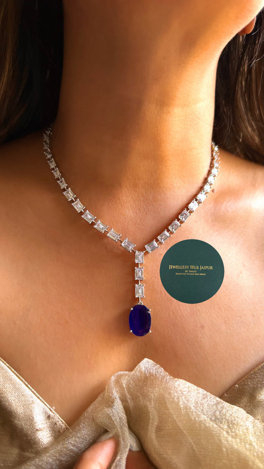 Sapphire doublet minimalist diamond necklace