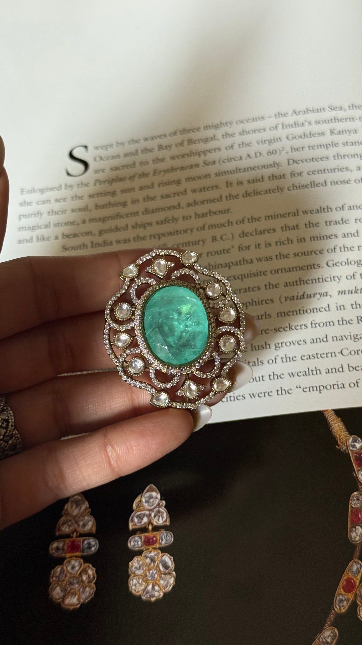 Mint Moissanite adjustable ring