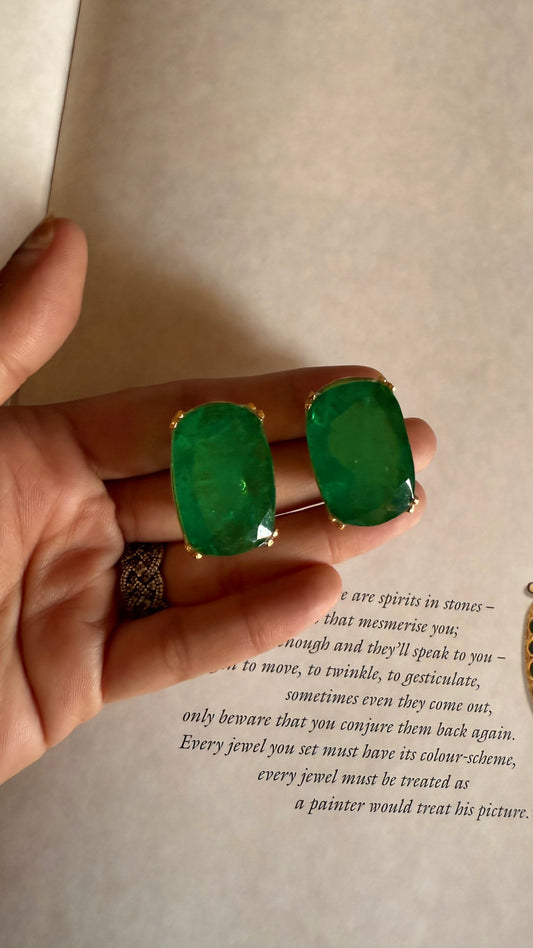 Emerald doublet studs