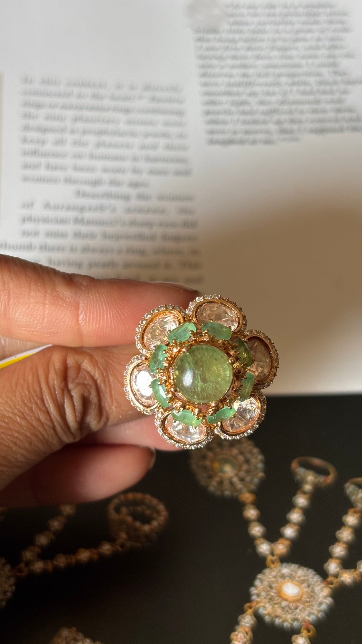 Mint floral pattern Ring
