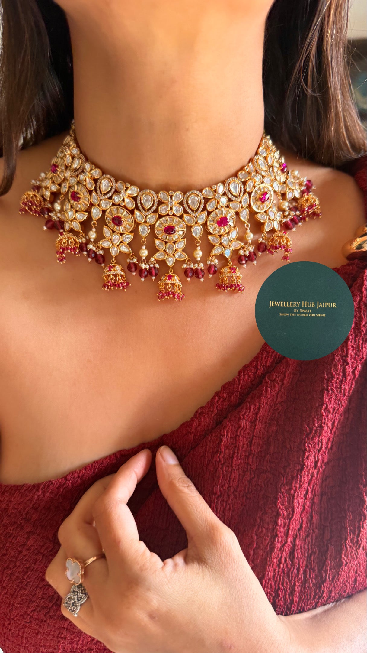 Ruby jhumki heritage polki set