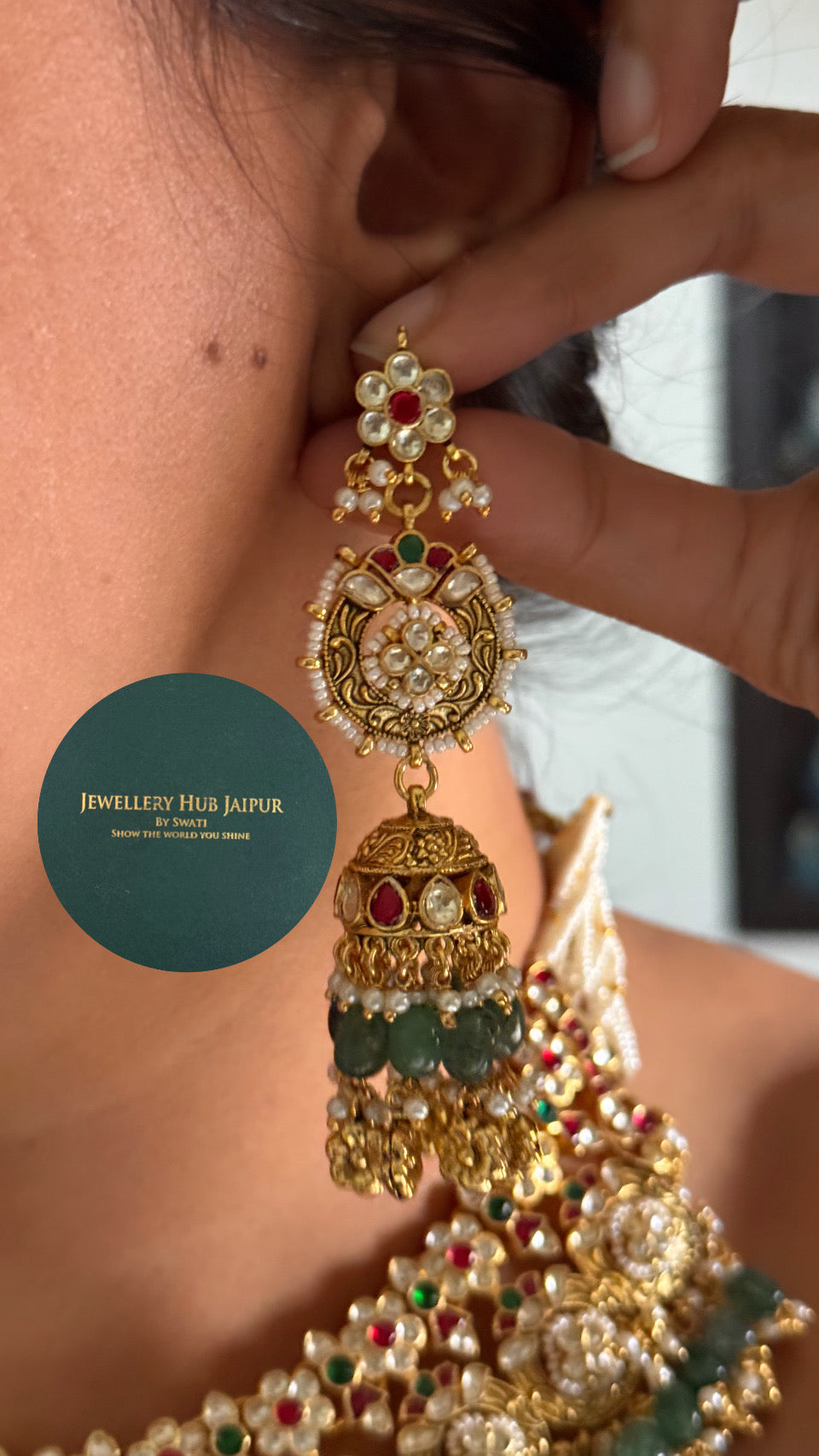 Heritage ruby & emerald polki necklace