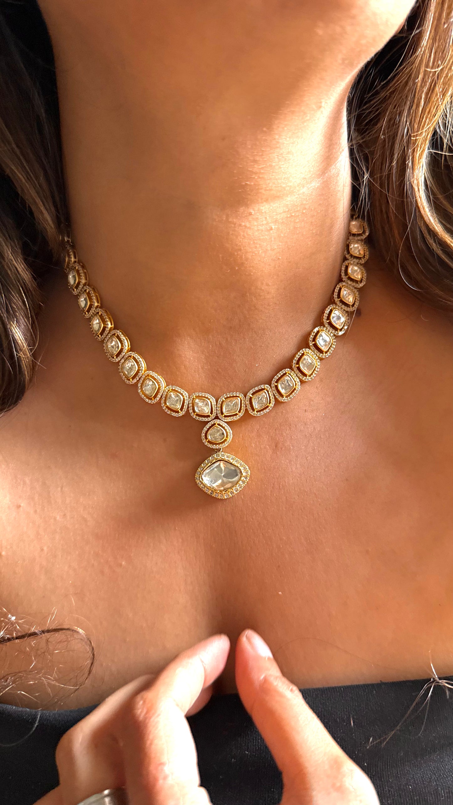 Uncut polki gold necklace