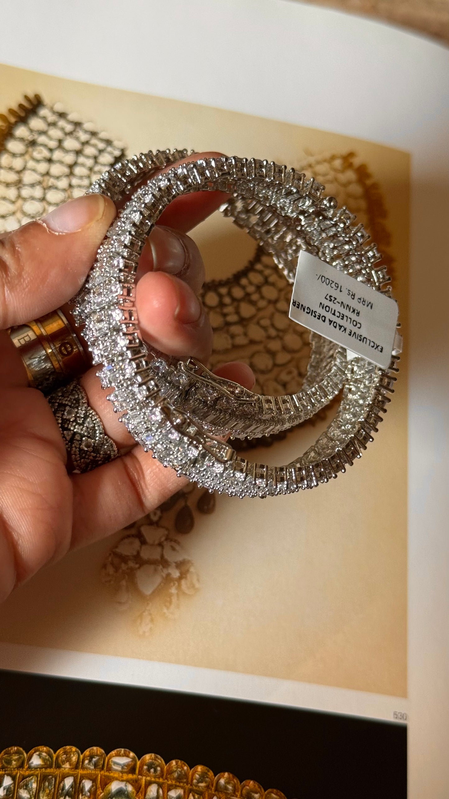 Triple line diamond bangles