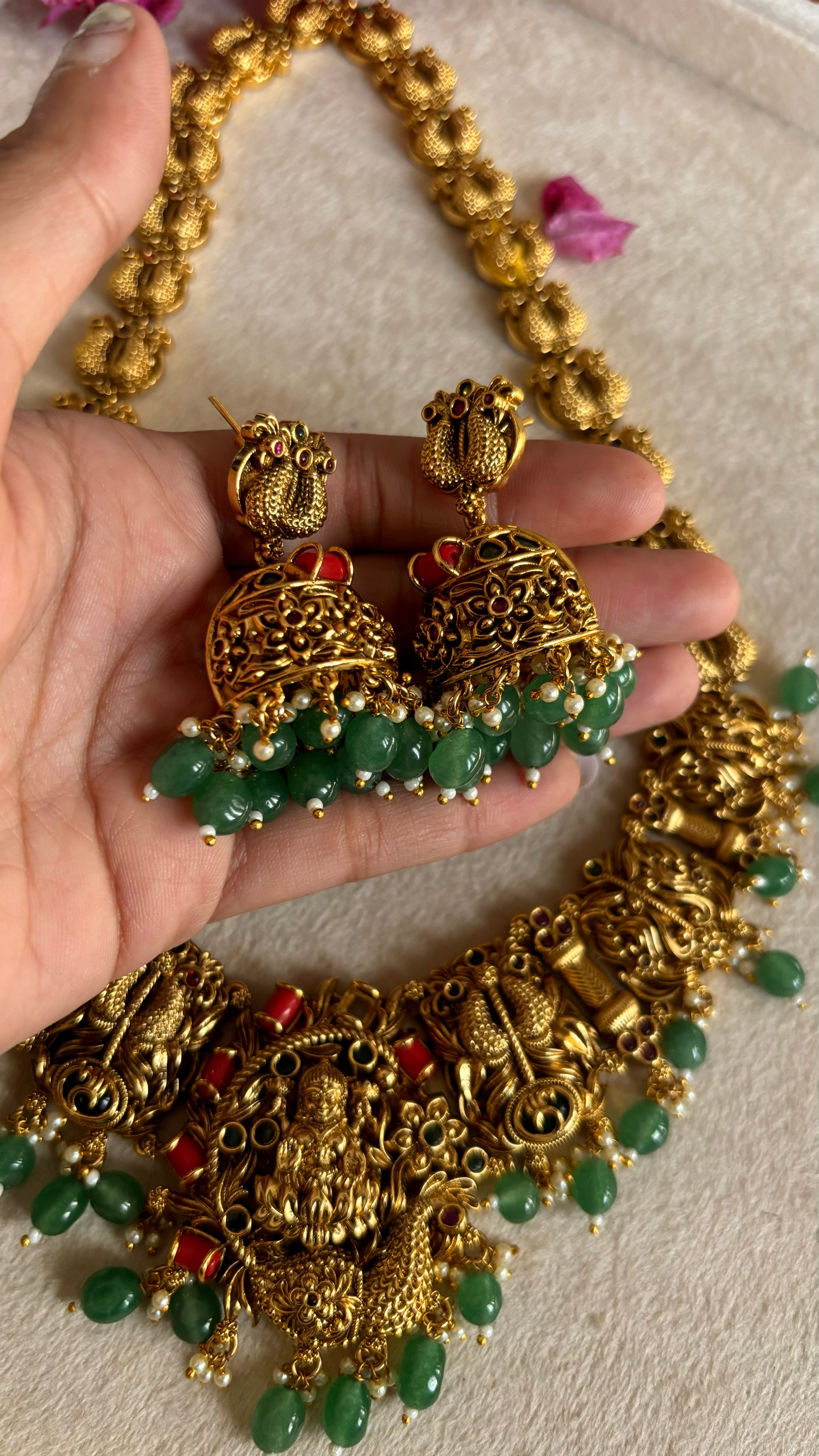 Temple jewellery combo with earrings