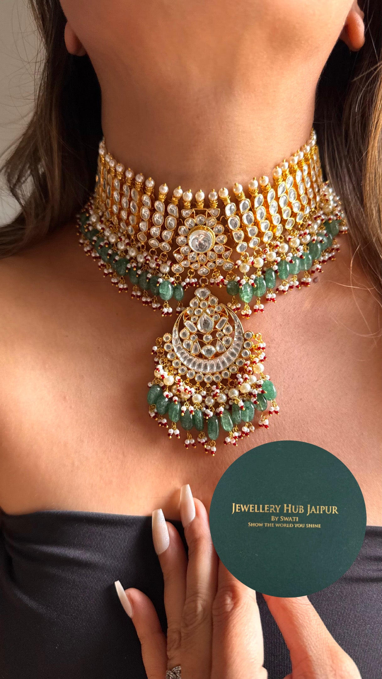 Heritage paachi kundan handmande bridal Necklace
