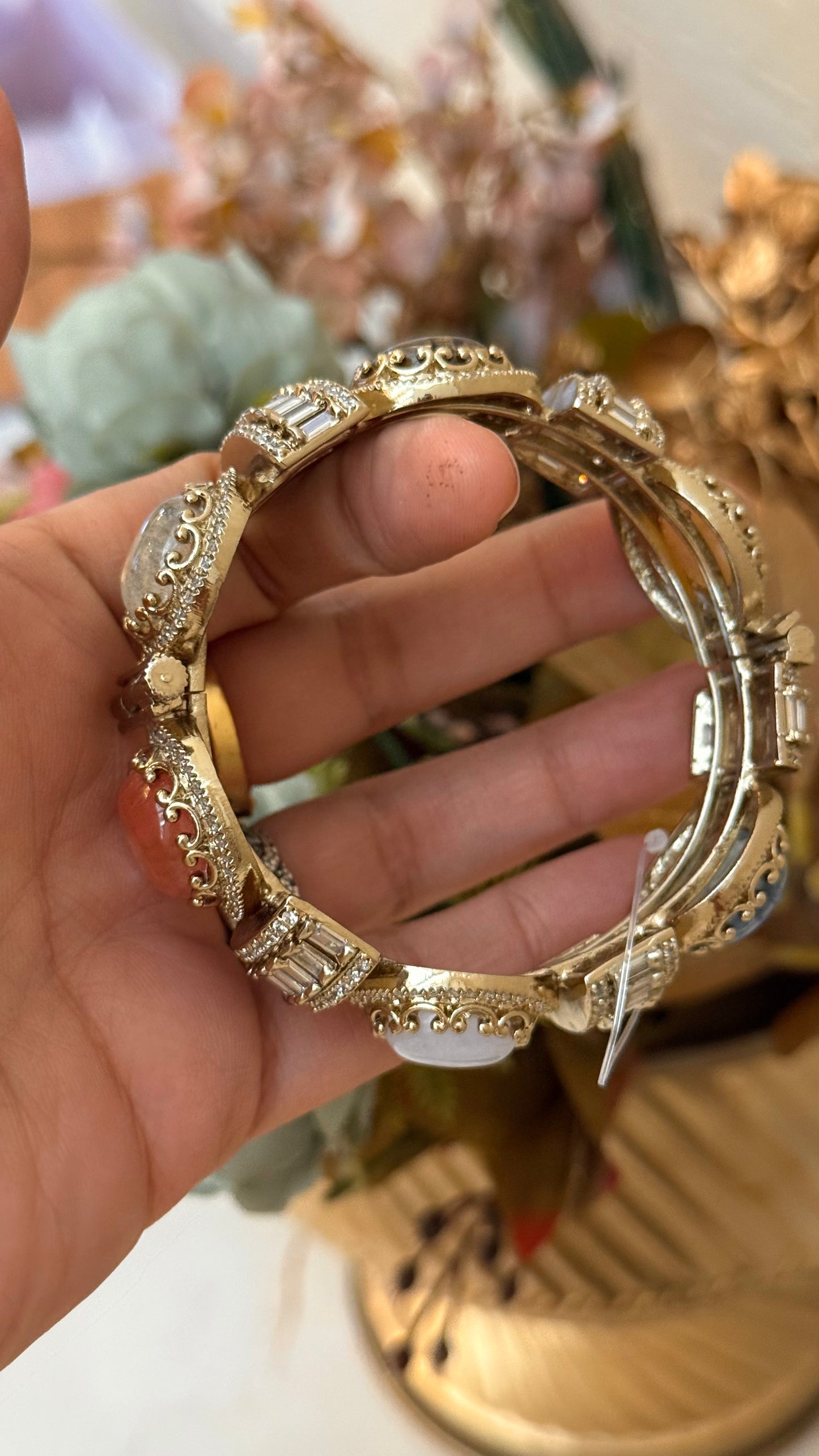 Sabya Inspired Natural Gem Victorian Bangle