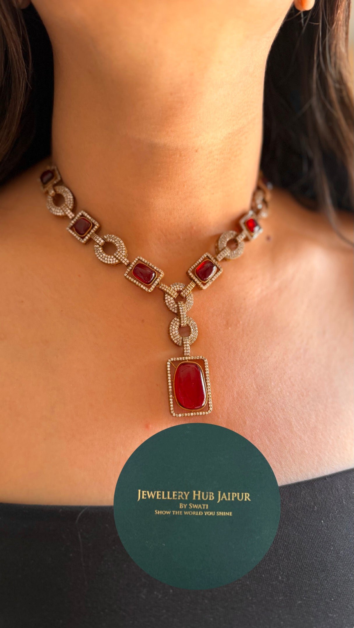 Ruby victorian collar necklace