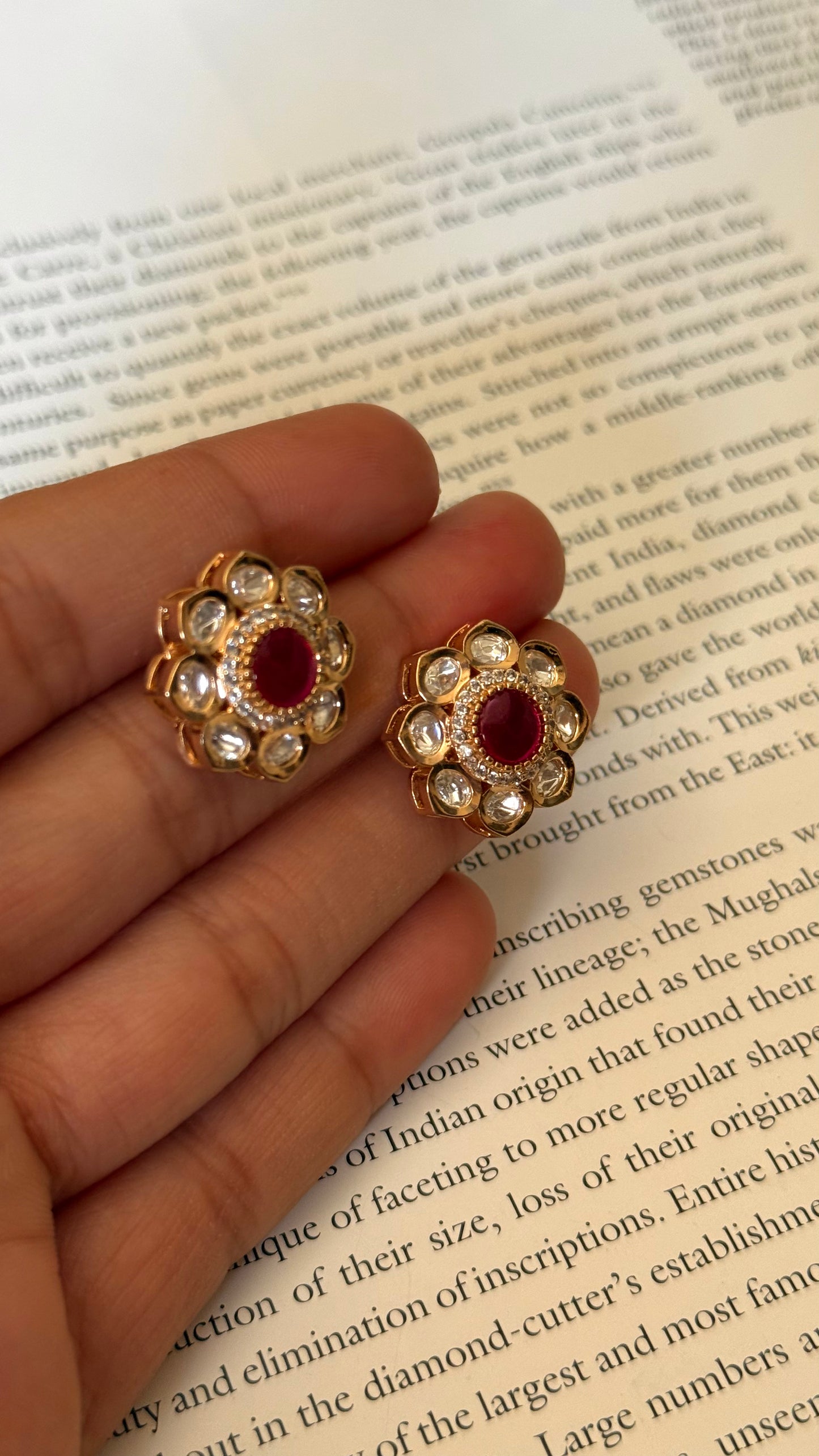 Ruby floral studs