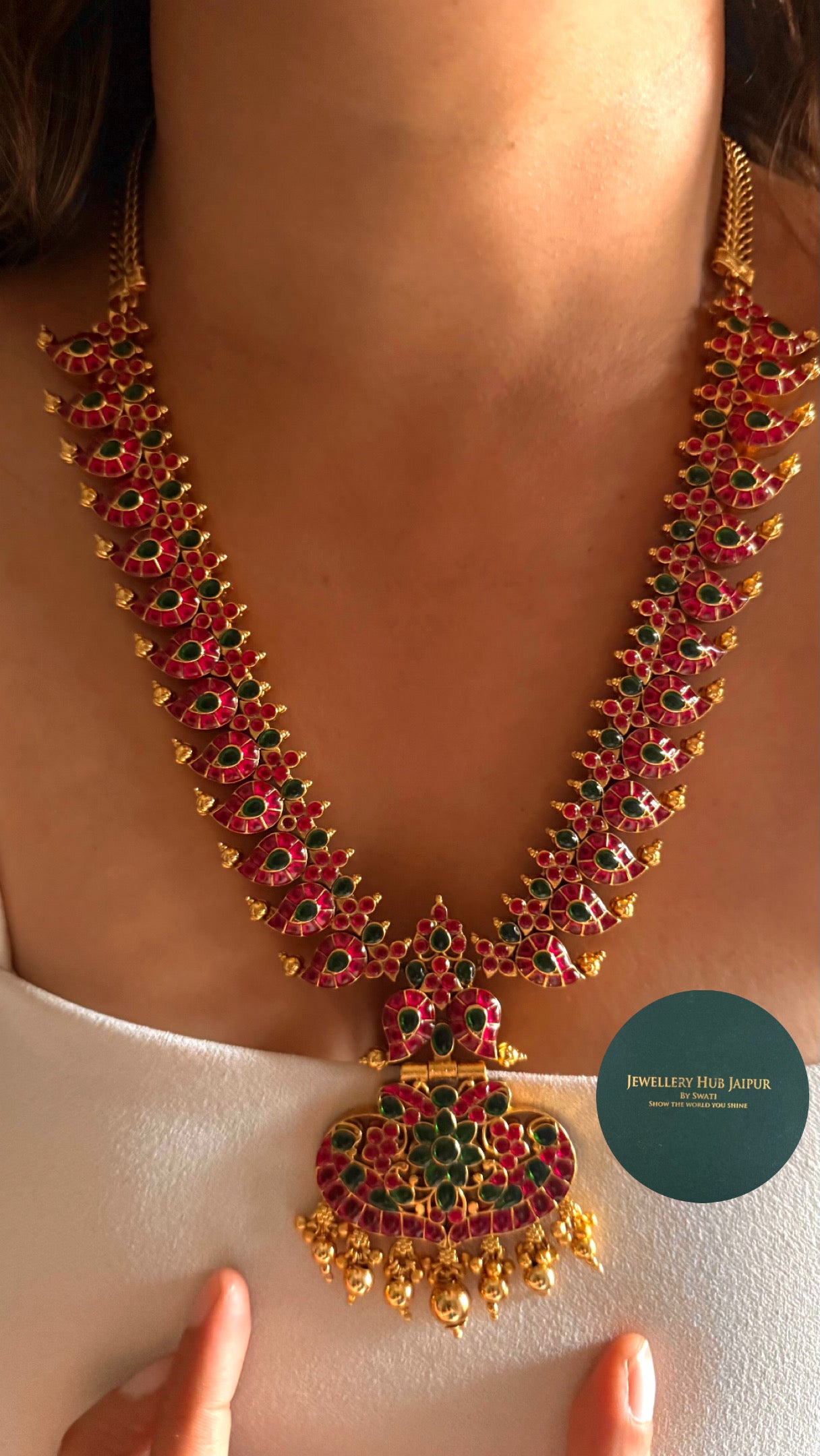 Real camp dual side wearable paachi Necklace