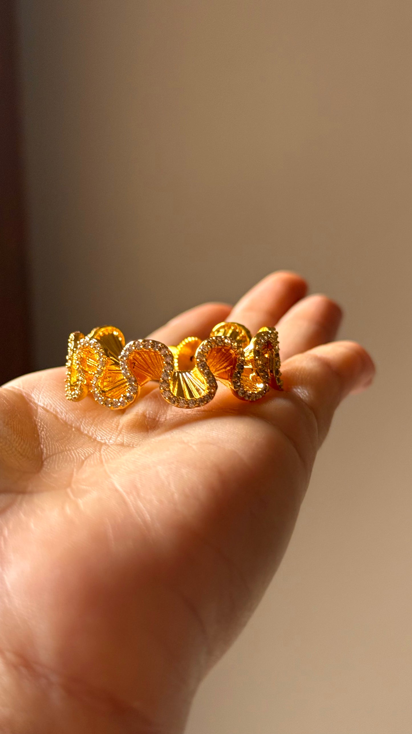 24kt Dubai Gold inspired Noodle loops with diamond detailing