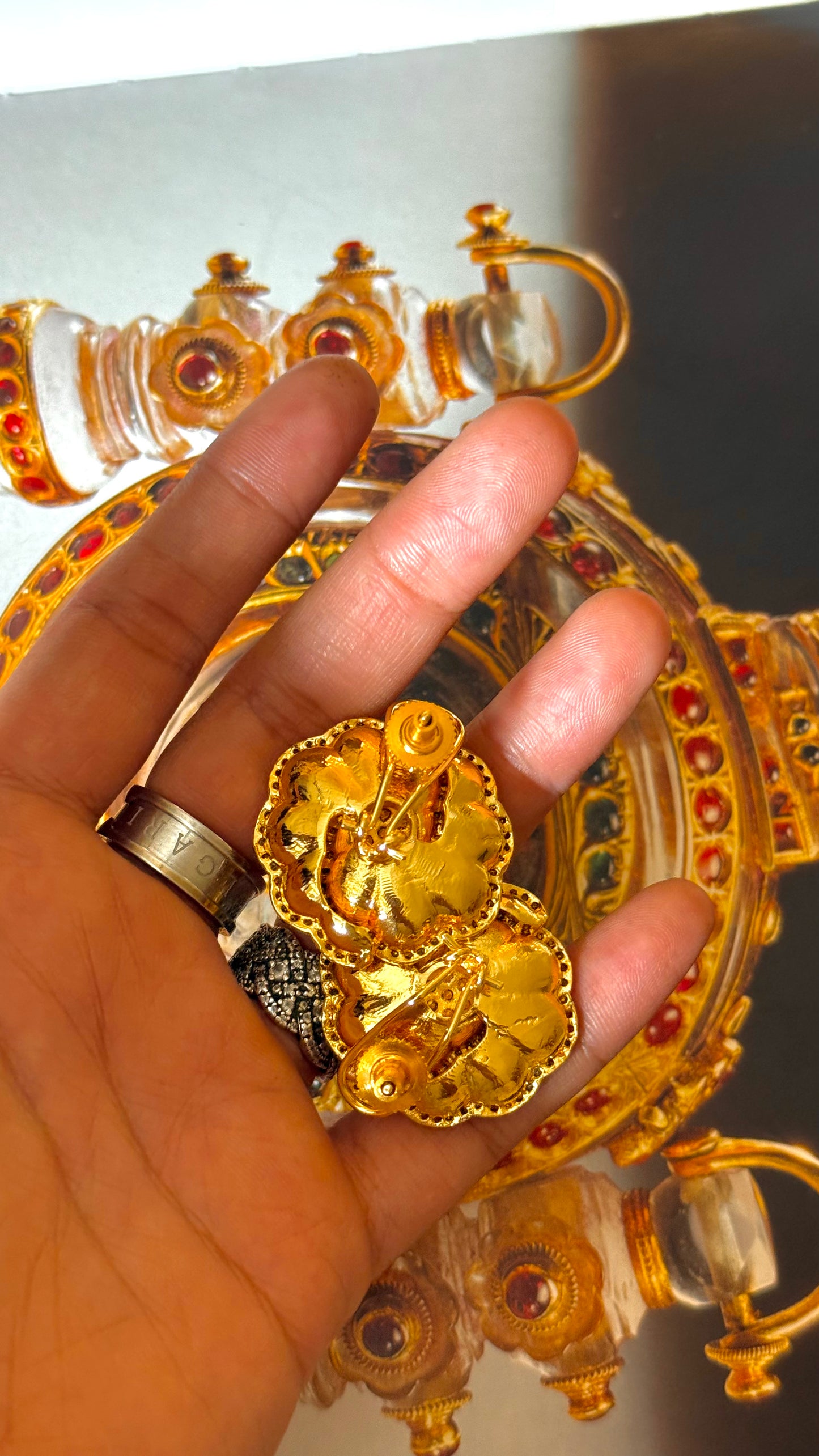 Dubai gold floral studs
