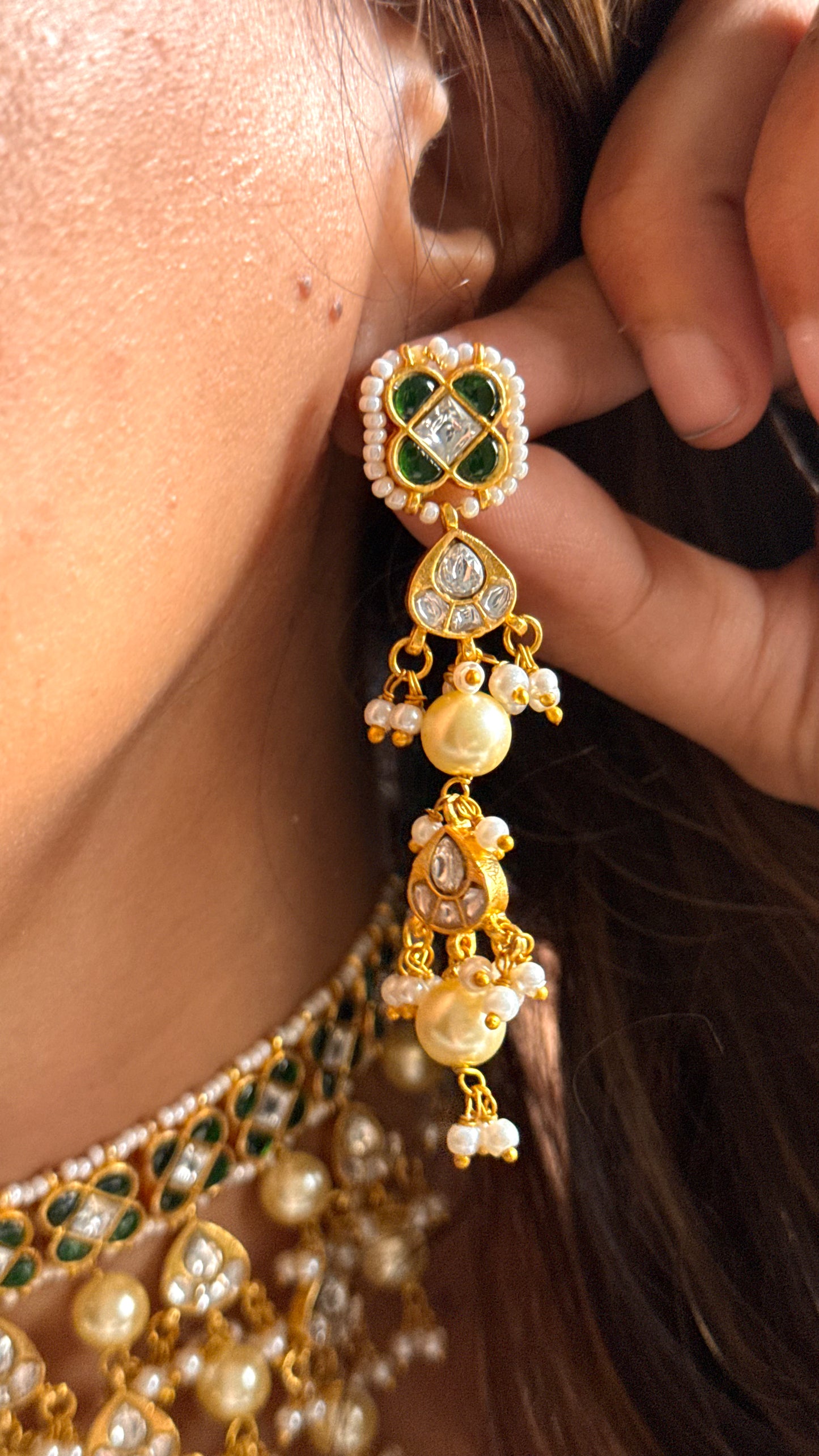 Emerald pachi waterfall necklace