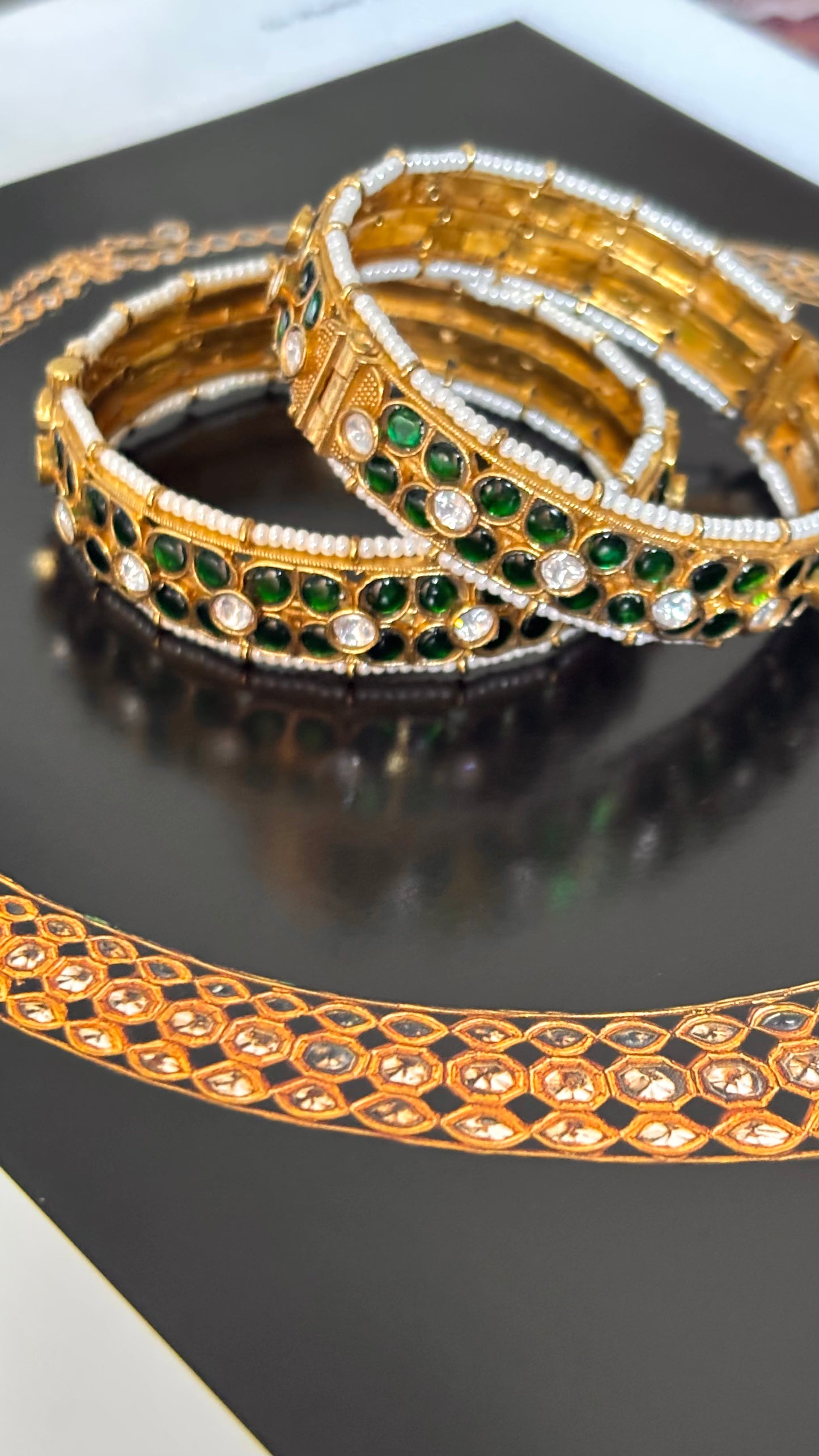 Emerald katdana gold bangles