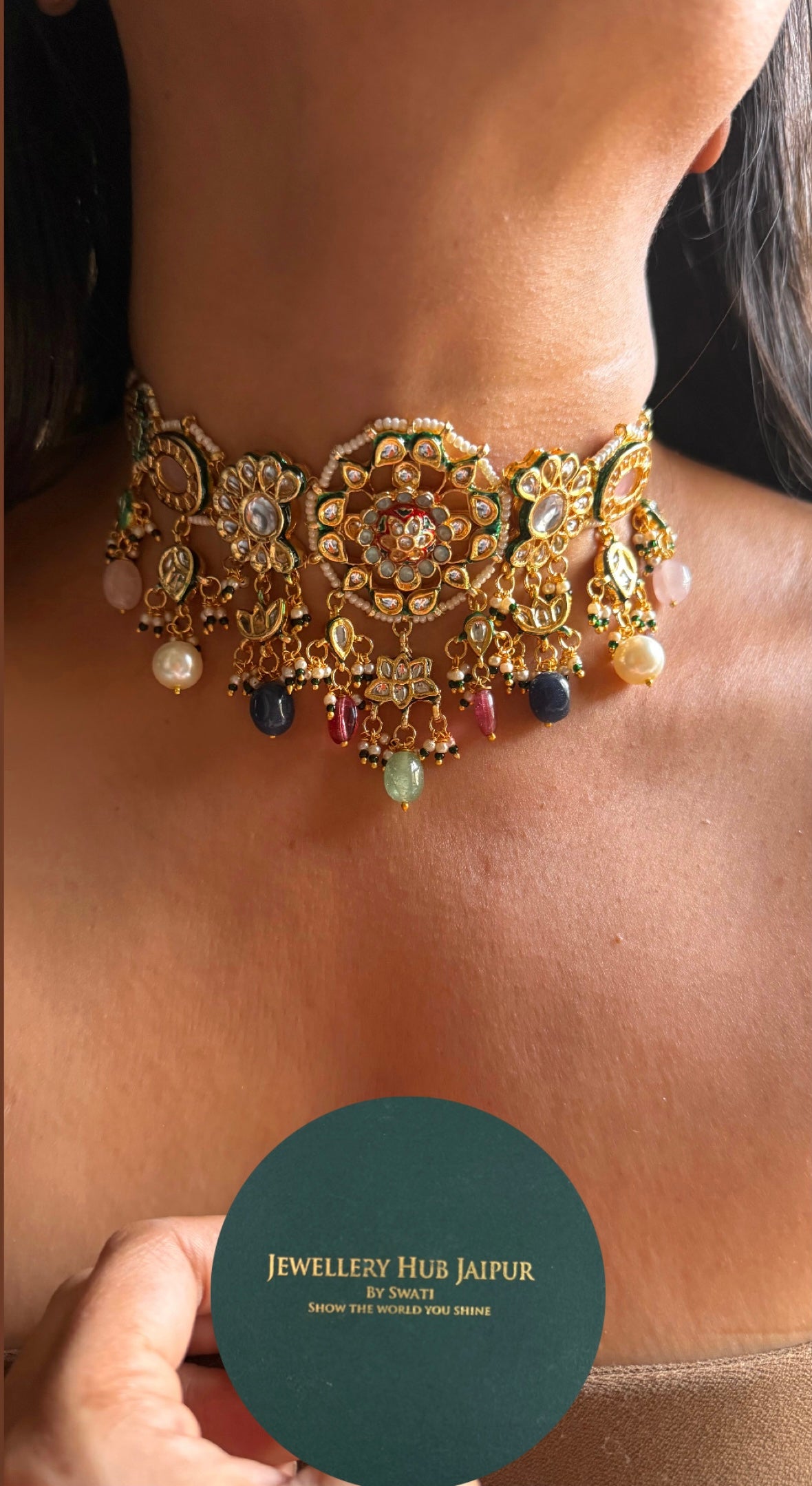 Multi coloured meenakari kundan Necklace