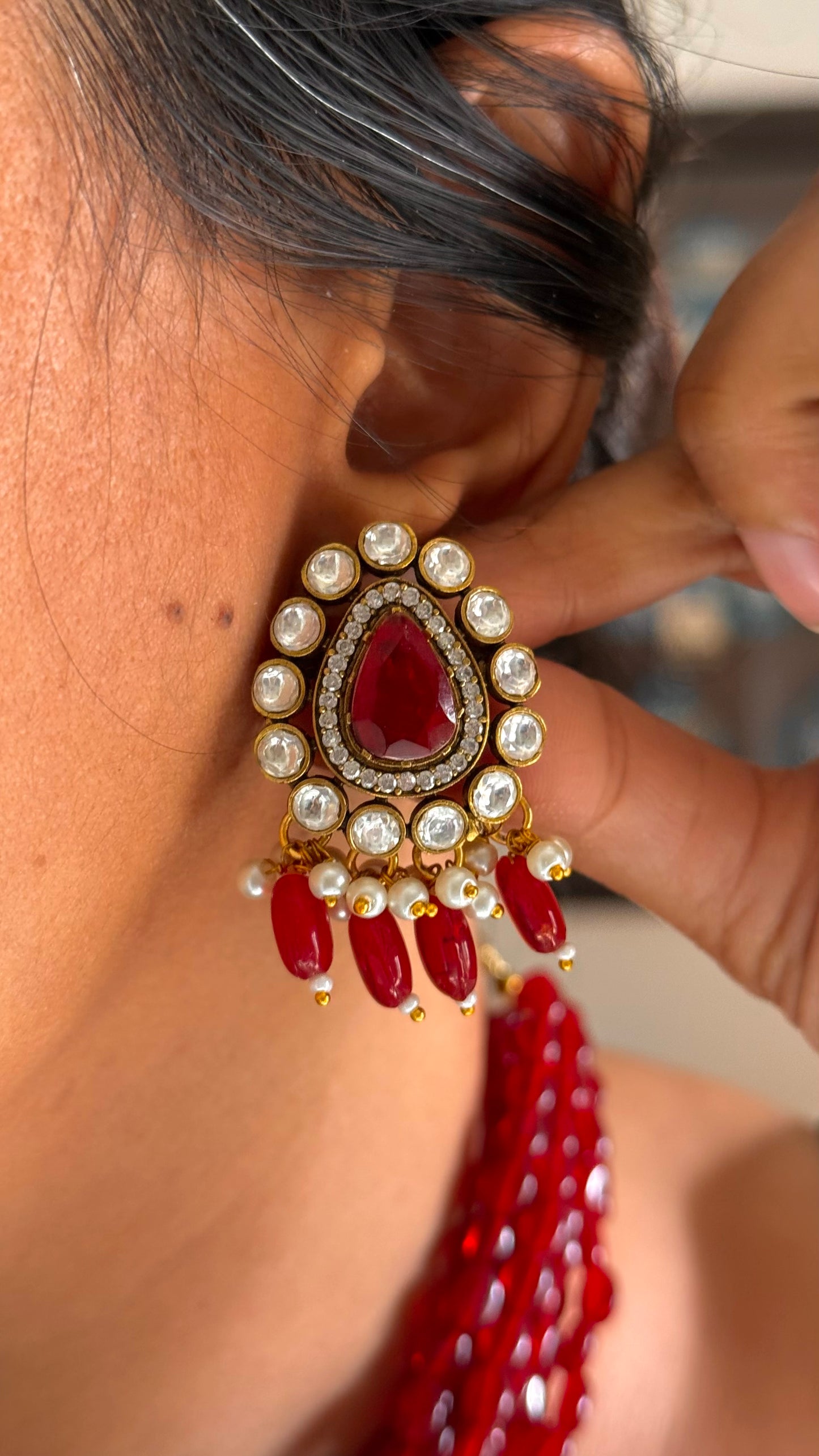 Ruby cocktail doublet necklace