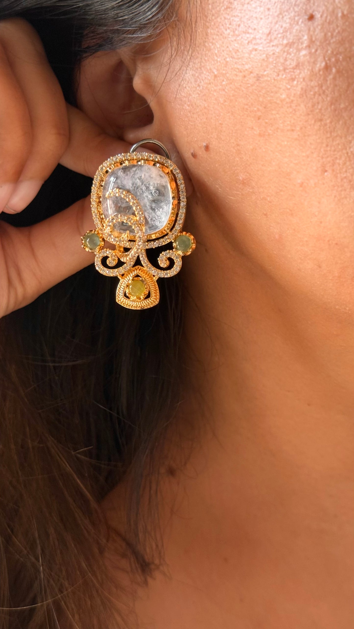 Rose Quartz Sabyasachi inspired studs