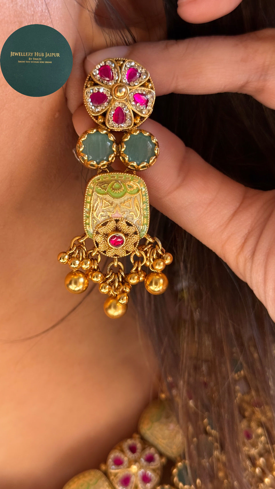 Heritage polki meenakari set