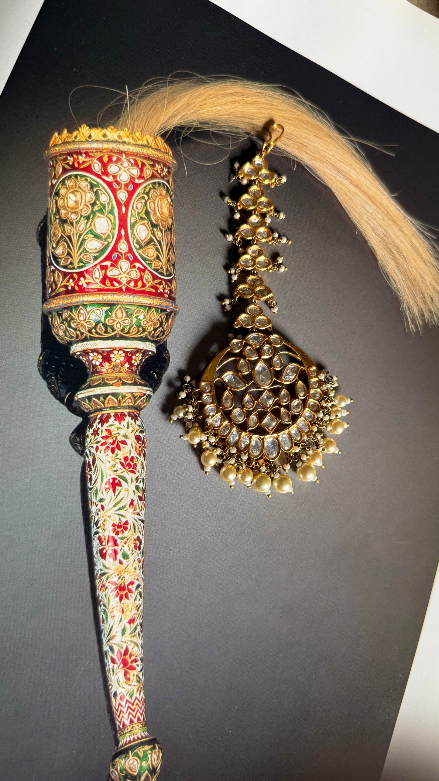 Golden moissanite maangtika