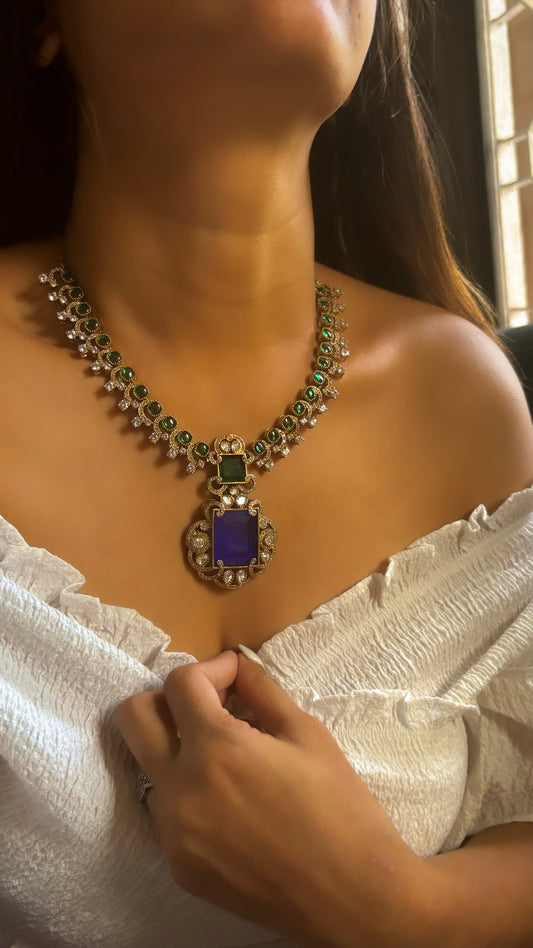 Emerald and sapphire necklace