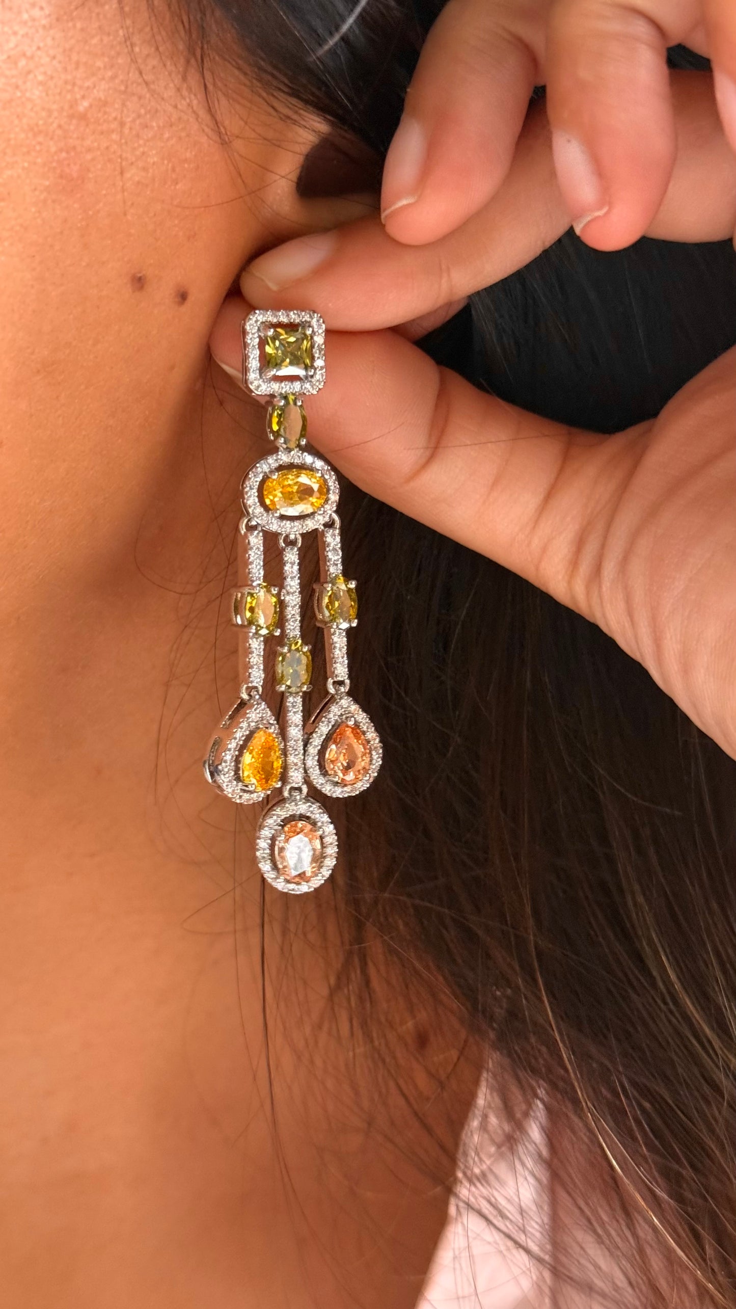 Oval and Pear-Cut Yellow Statement Danglers