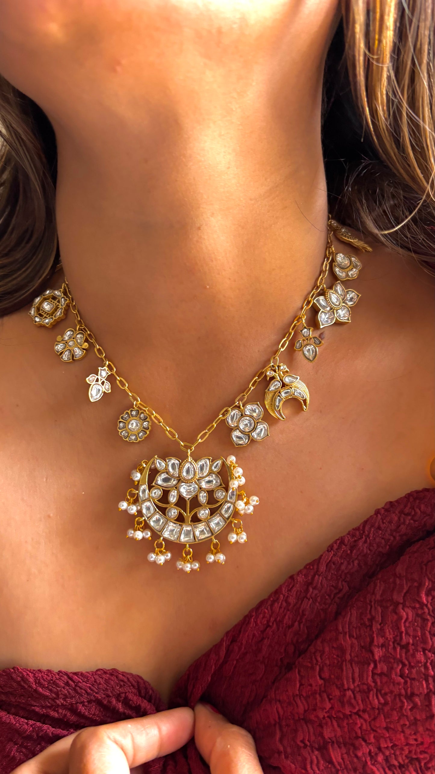 Pavani Paachi kundan necklace with motifs