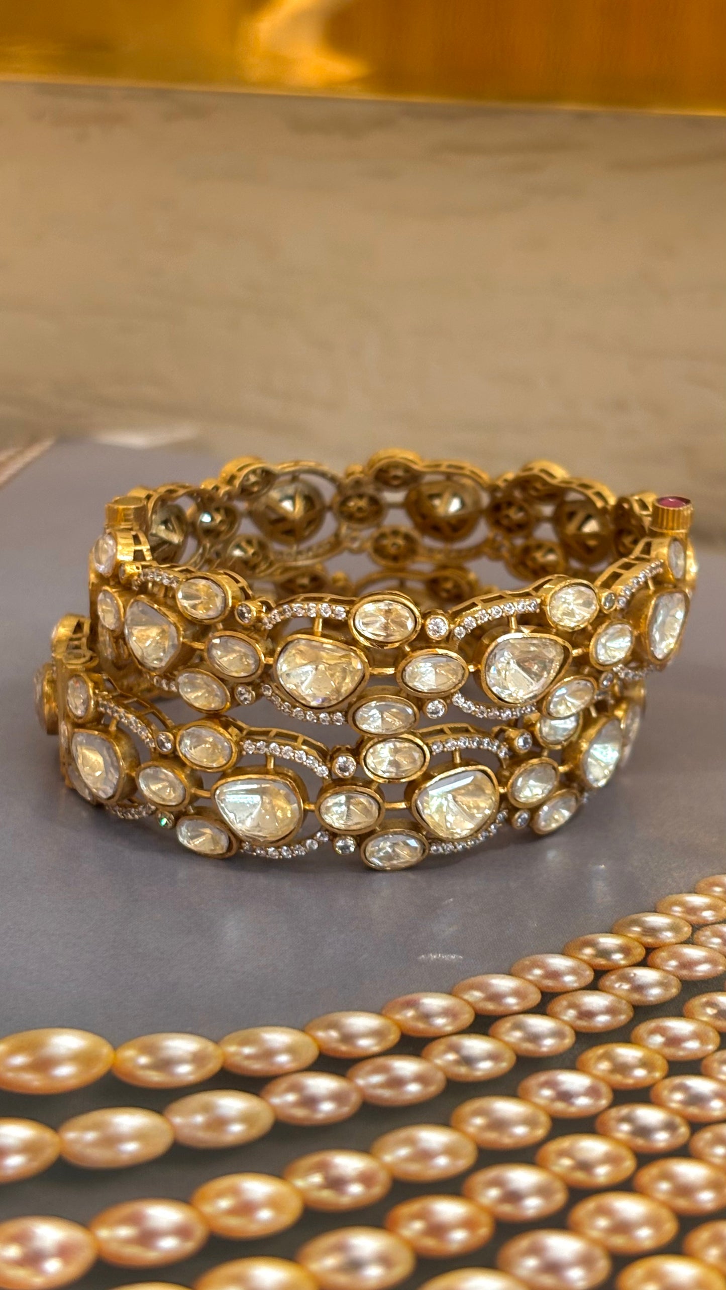 Uncut peeli polki bangles