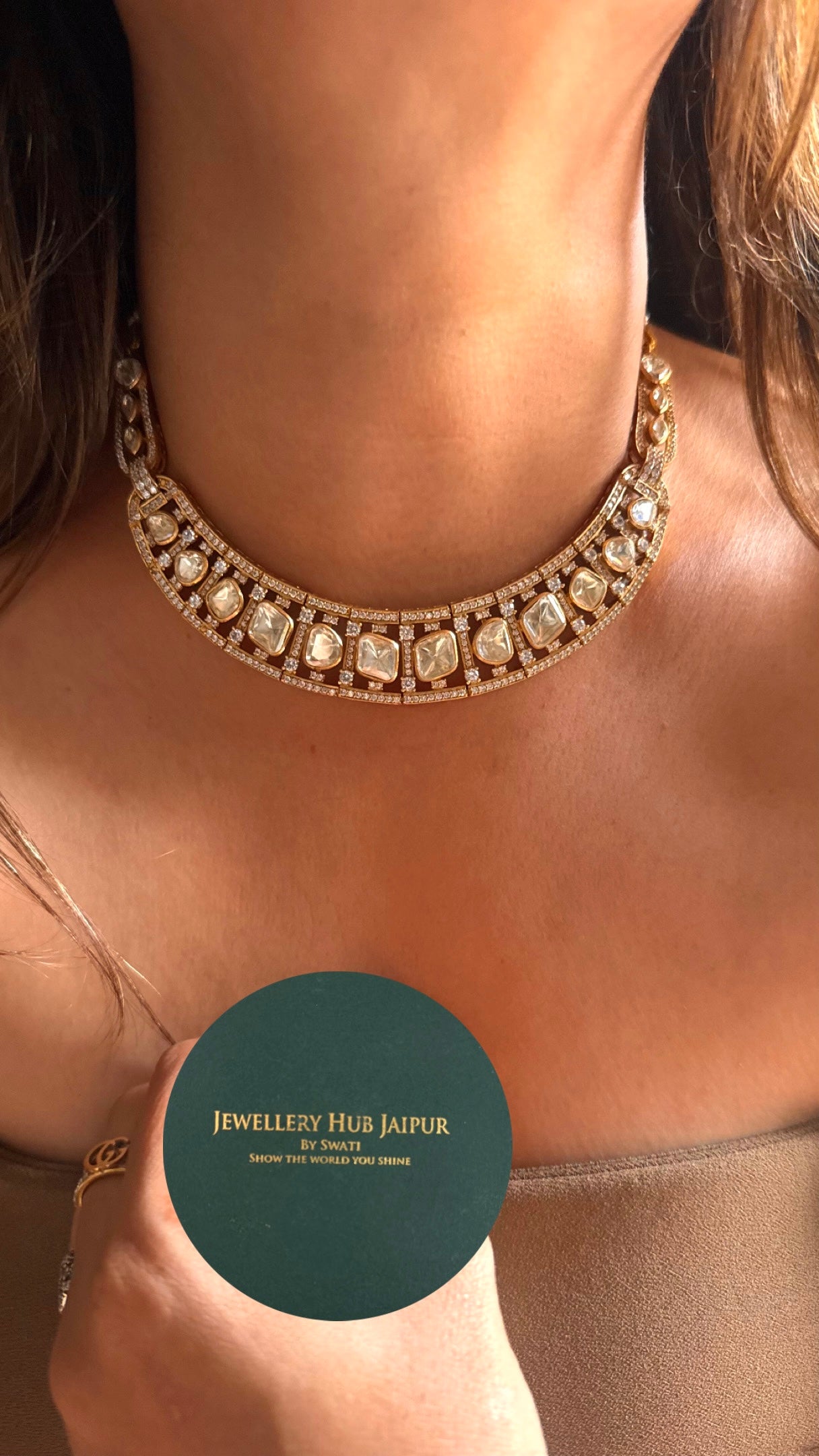 Uncut peeli polki collar necklace