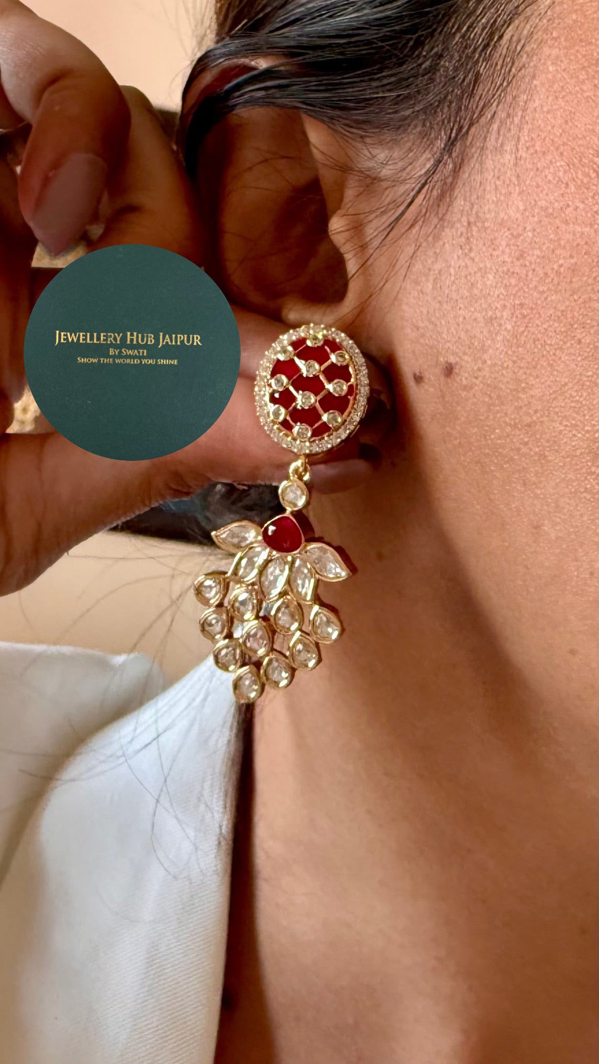 Ruby moissanite polki choker set