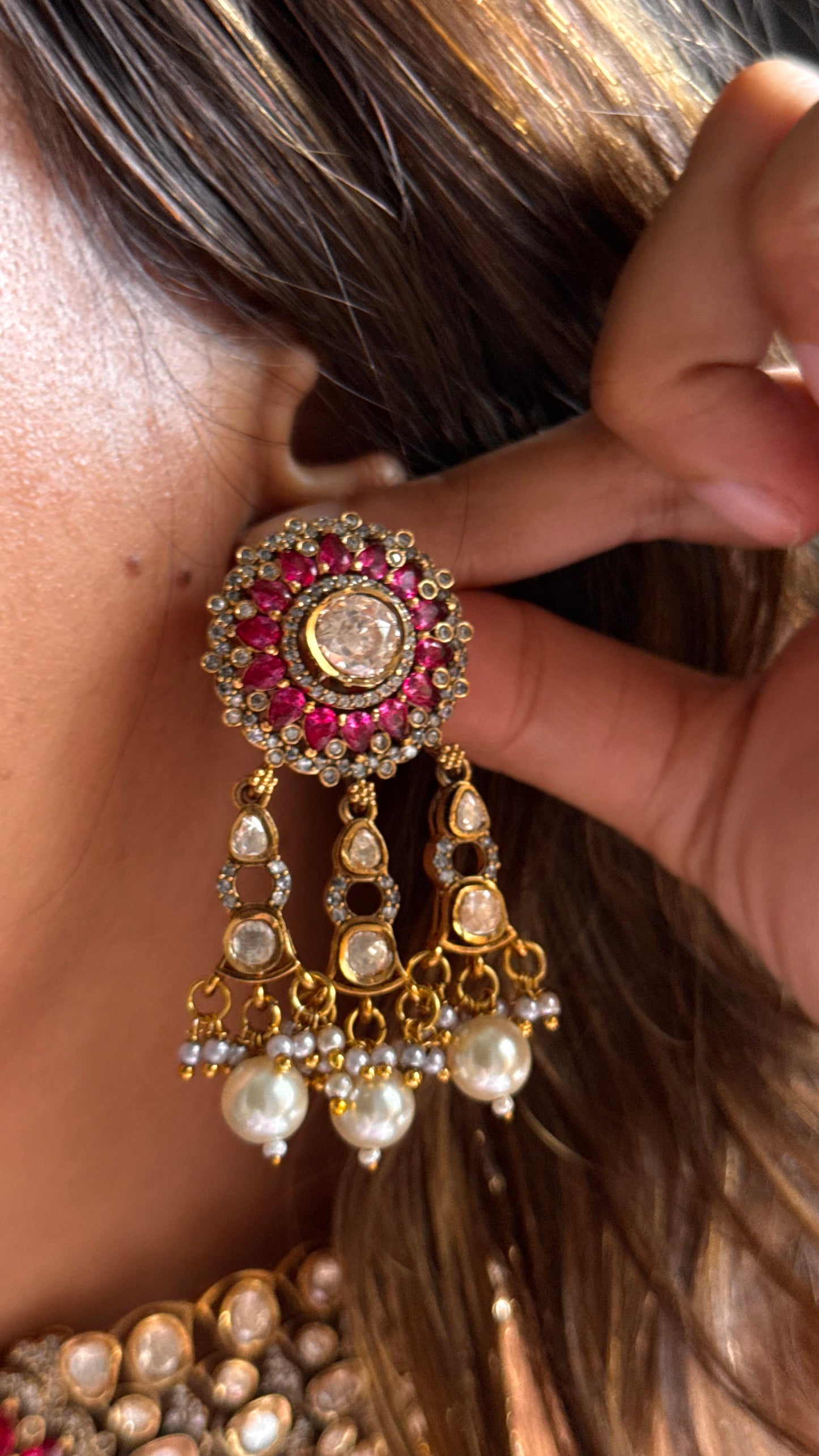 Ruby takkar peeli polki Victorian necklace