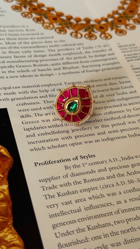 Ruby & emerald paachi kundan heritage ring
