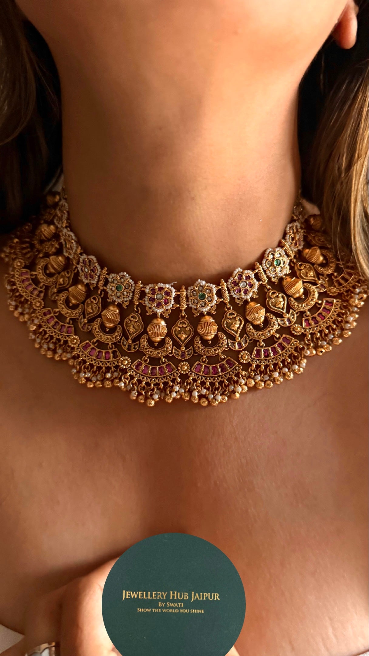 Gold rajwada jadau heritage bridal Necklace