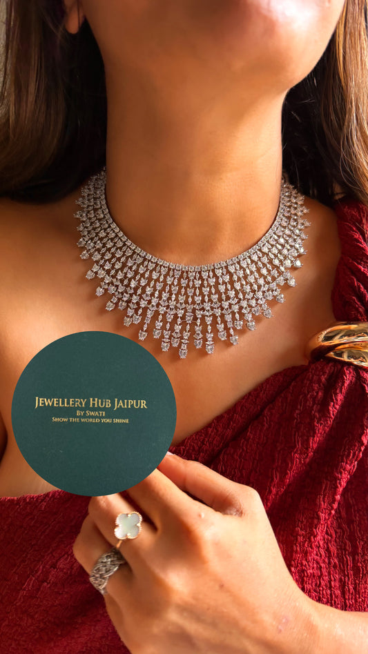 Celestial harmony diamond collar set (Silver)