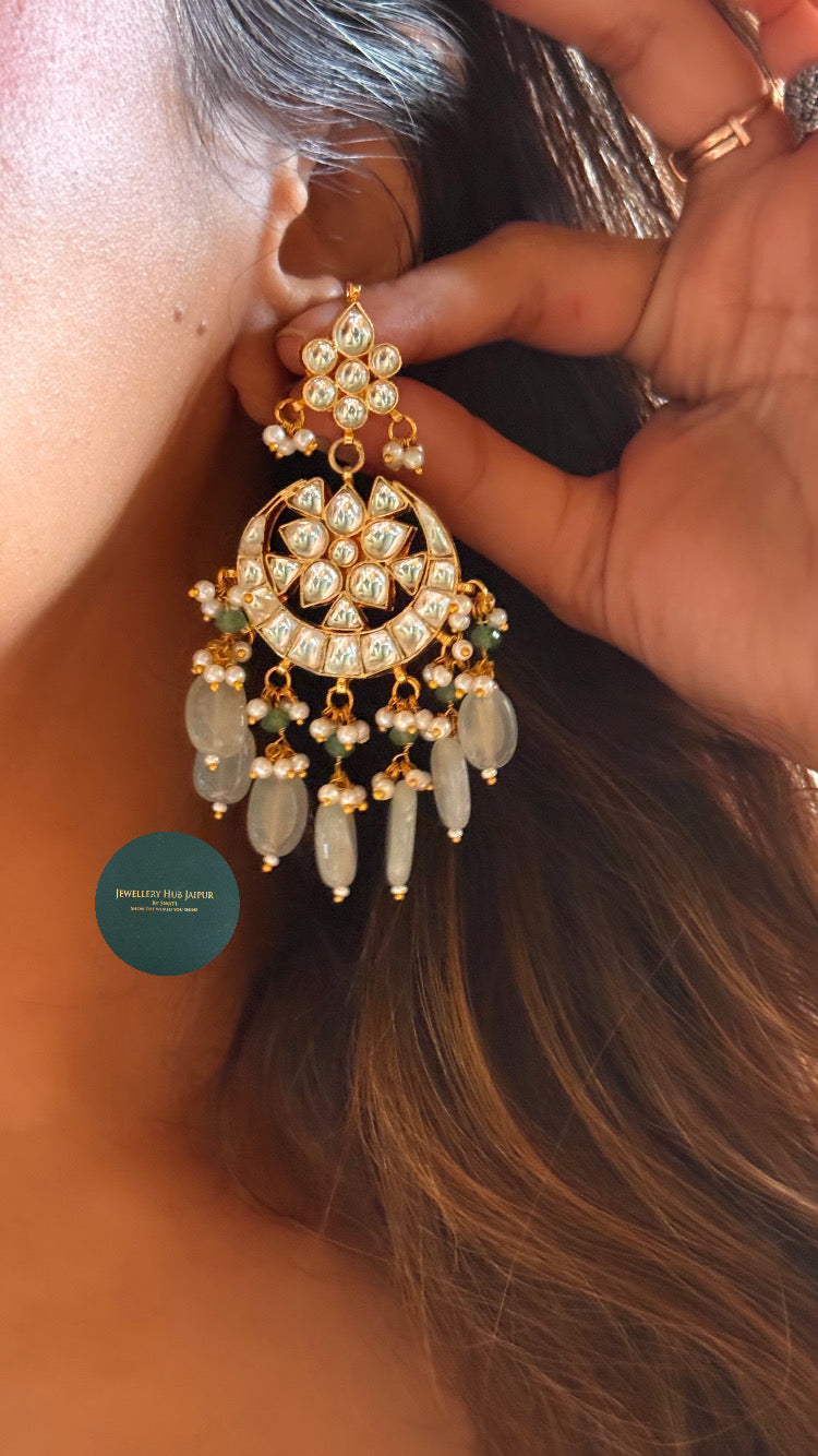 Paachi Heritage Polki paachi kundan with mint drop rajwada set
