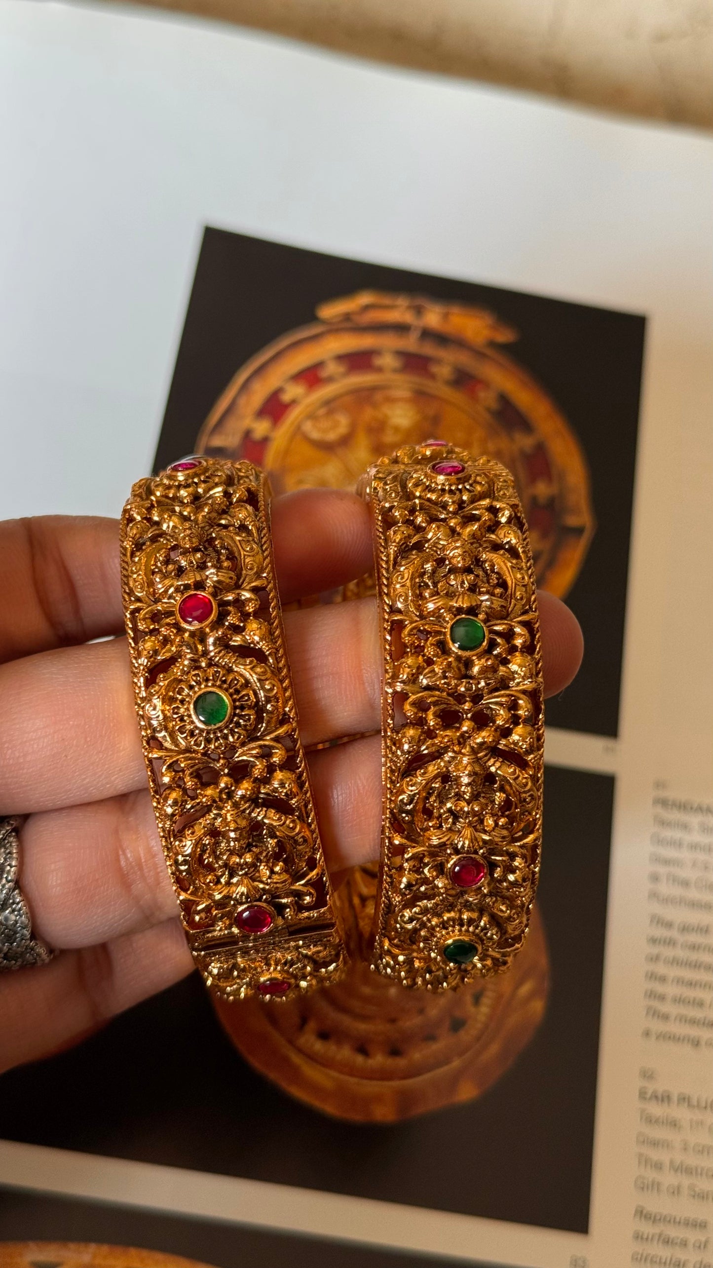 Goddess Lakshmi Ruby Emerald Rajwadi bangles