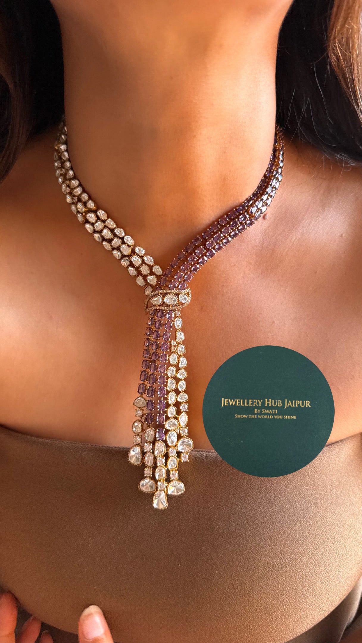 Tanzanite tie designer cocktail Necklace